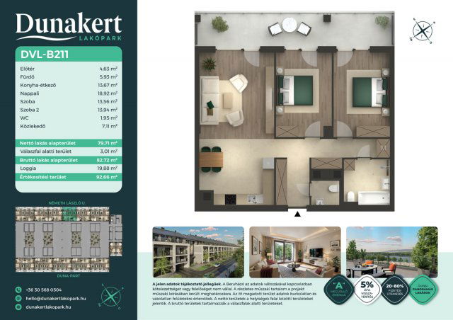 Eladó téglalakás, Vácon, Németh László utcában 87.99 M Ft