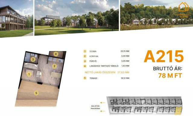 Eladó téglalakás, Balatonföldváron 78 M Ft, 1 szobás