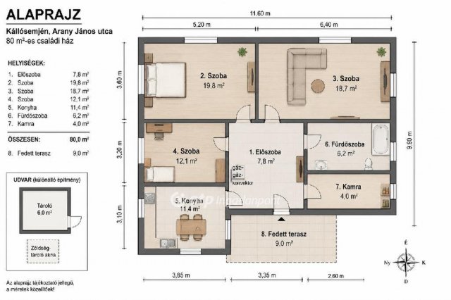 Eladó családi ház, Kállósemjénen 18.5 M Ft, 2 szobás
