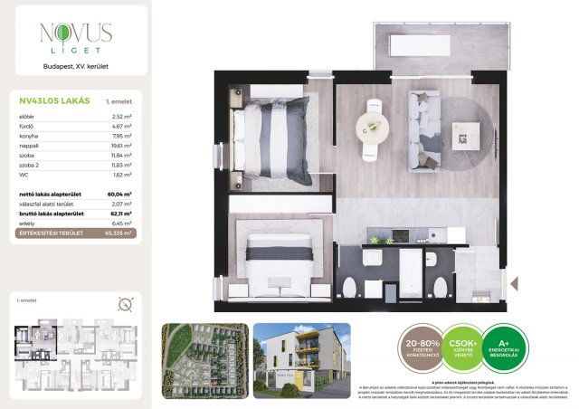 Eladó téglalakás, Budapesten, XV. kerületben, Kékszilva utcában