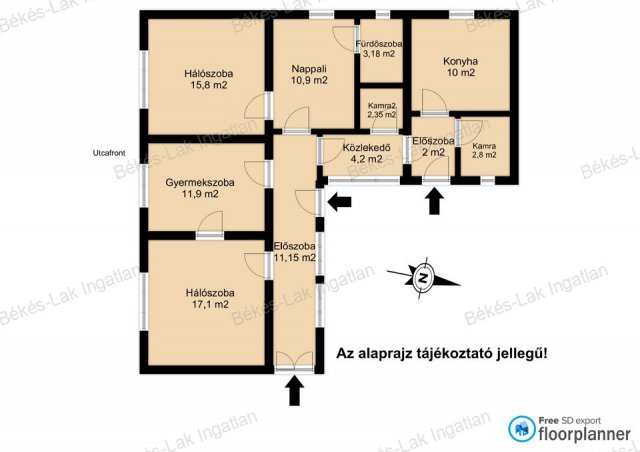 Eladó családi ház, Békésen 23.5 M Ft, 3 szobás