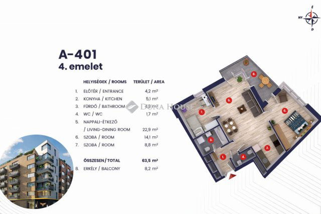 Eladó téglalakás, Budapesten, VIII. kerületben 97.49 M Ft