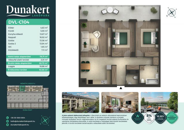 Eladó téglalakás, Vácon, Németh László utcában 86.99 M Ft