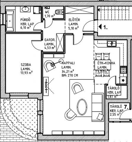Eladó téglalakás, Budapesten, XV. kerületben 84.7 M Ft, 2 szobás