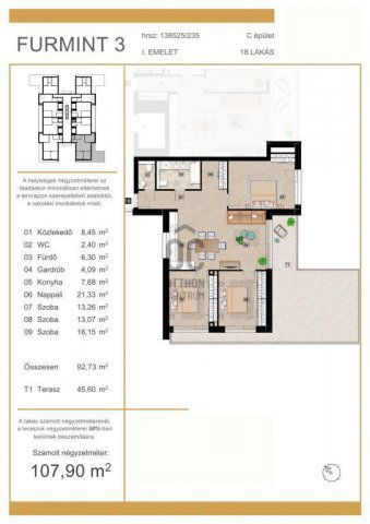 Eladó téglalakás, Budapesten, XVII. kerületben 129.48 M Ft