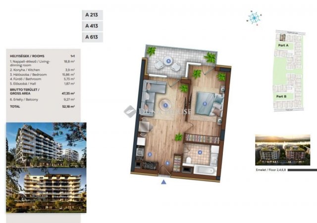 Eladó téglalakás, Budapesten, XIII. kerületben 84.39 M Ft