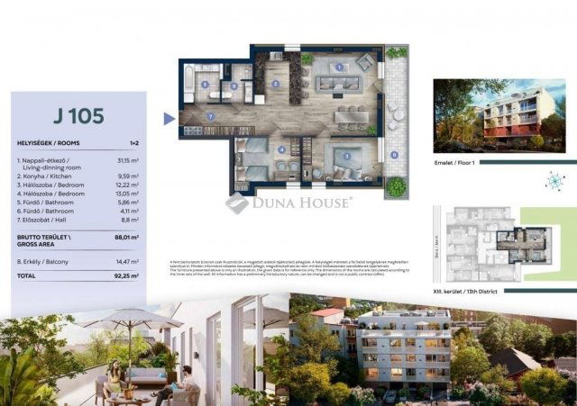 Eladó téglalakás, Budapesten, XIII. kerületben 138.82 M Ft