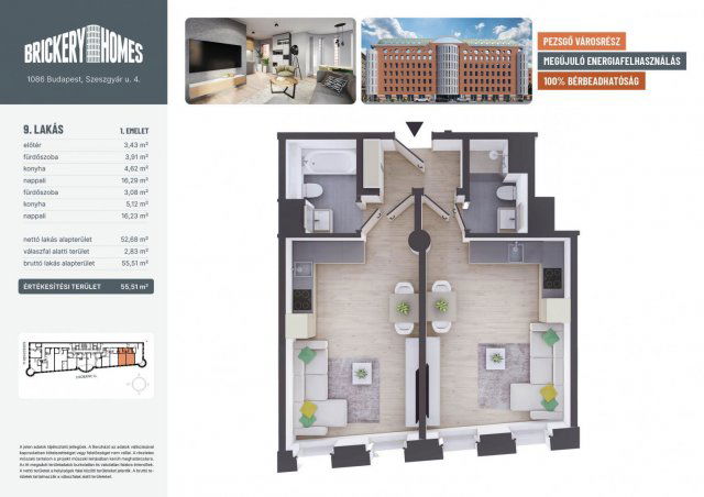 Eladó téglalakás, VIII. kerületben, Szeszgyár utcában