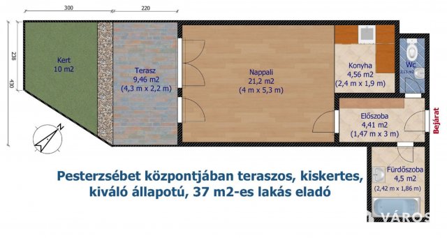 Eladó téglalakás, Budapesten, XX. kerületben 57.8 M Ft, 1 szobás