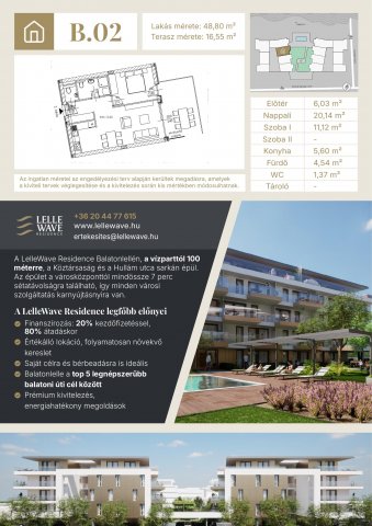 Eladó téglalakás, Balatonlelleén 86.95 M Ft, 2 szobás