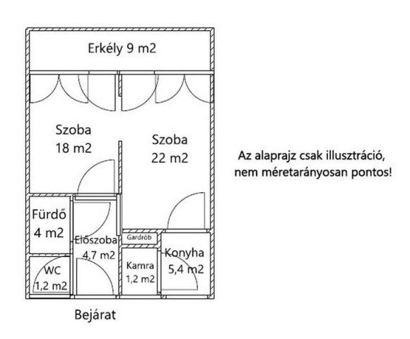 Eladó téglalakás, Szegeden, Kazinczy utcában 62 M Ft, 2 szobás
