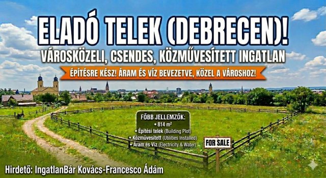 Eladó telek, Debrecenben 9 M Ft / költözzbe.hu