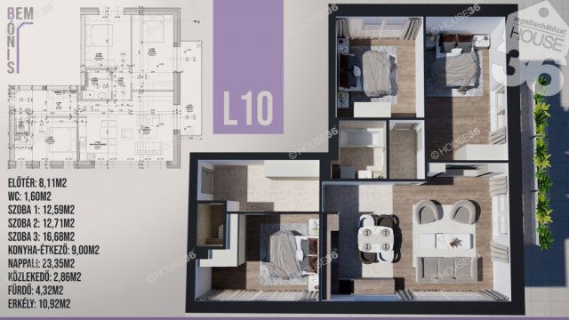 Eladó téglalakás, Kecskeméten 116.2 M Ft, 4 szobás