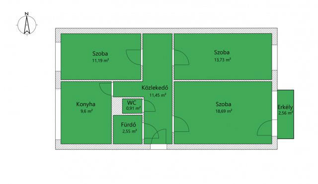 Eladó téglalakás, Debrecenben 63.49 M Ft, 3 szobás