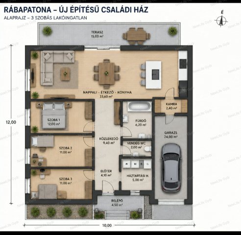Eladó családi ház, Rábapatonán 86.9 M Ft, 4 szobás