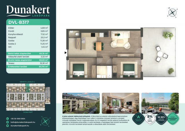 Eladó téglalakás, Vácon, Németh László utcában 81.55 M Ft