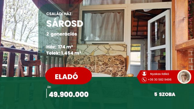 Eladó családi ház, Sárosdon 49.9 M Ft, 5 szobás