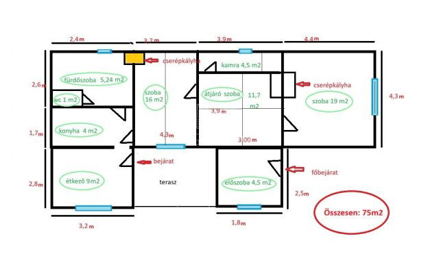 Eladó családi ház, Felcsúton 47 M Ft, 3 szobás