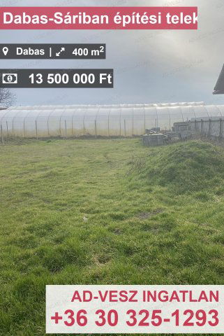 Eladó telek, Dabason 13.5 M Ft / költözzbe.hu