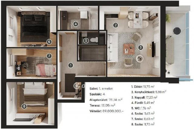 Eladó téglalakás, Sopronban 99.9 M Ft, 3+1 szobás