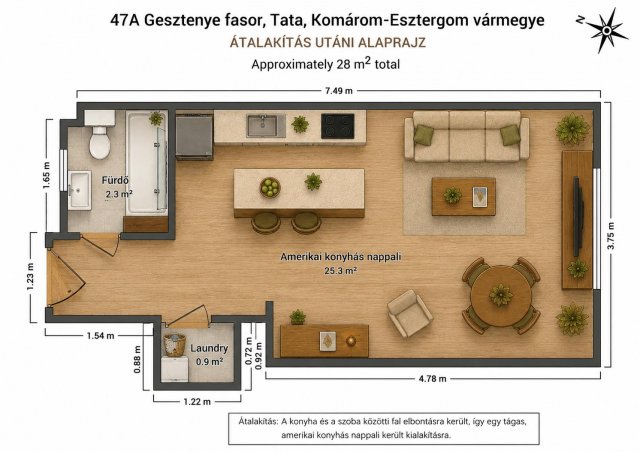 Eladó téglalakás, Tatán 26 M Ft, 1 szobás
