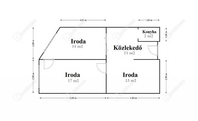 Eladó iroda, Miskolcon 22.9 M Ft, 3 szobás / költözzbe.hu