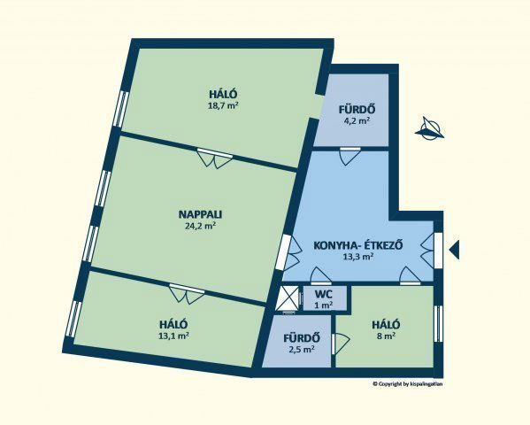 Eladó téglalakás, Budapesten, I. kerületben, Batthyány utcában