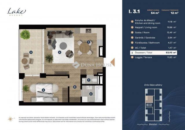 Eladó téglalakás, Keszthelyen 73.5 M Ft, 2 szobás