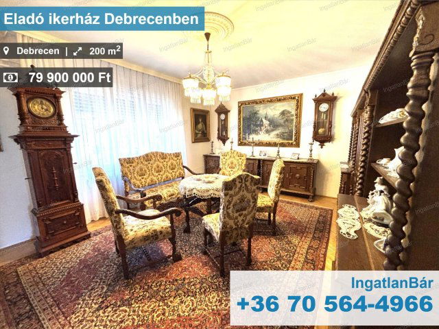 Eladó ikerház, Debrecenben 79.9 M Ft, 3 szobás