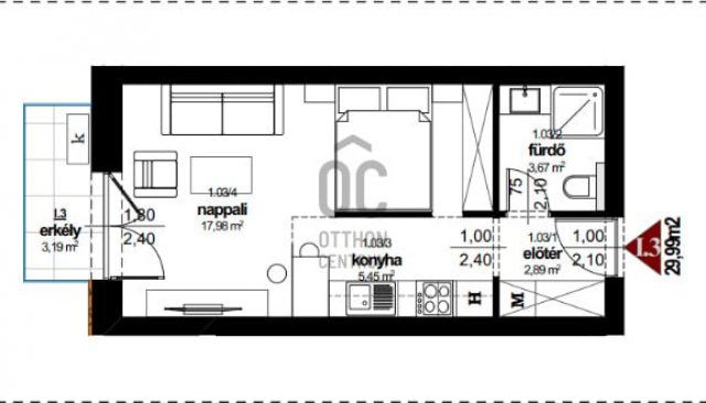 Eladó téglalakás, Kőszegszerdahelyen 34.5 M Ft, 1 szobás