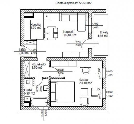 Eladó téglalakás, Bicskén 66 M Ft, 2 szobás
