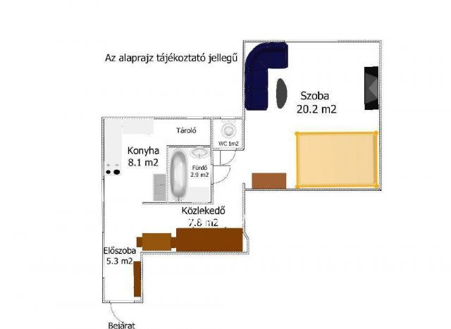 Eladó téglalakás, Budapesten, IX. kerületben 57.5 M Ft, 1 szobás