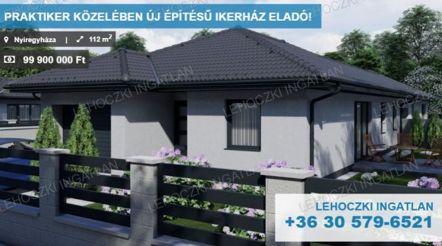Eladó ikerház, Nyíregyházán 99.9 M Ft, 4 szobás