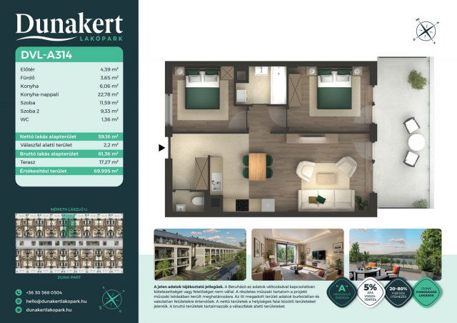 Eladó téglalakás, Vácon, Németh László utcában 83.49 M Ft