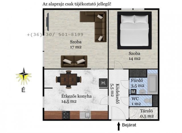 Eladó téglalakás, Debrecenben 55.5 M Ft, 2 szobás