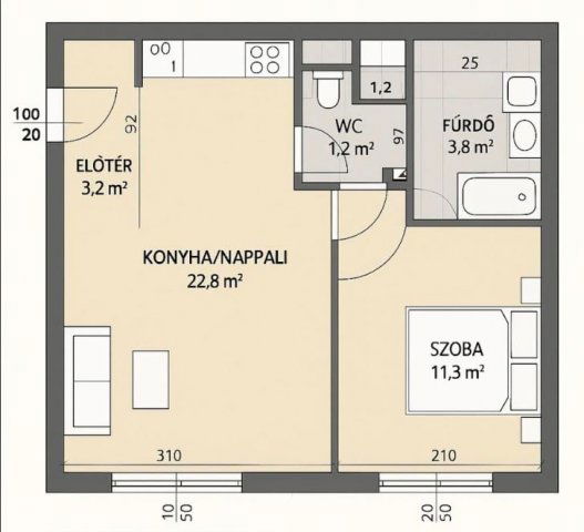Eladó téglalakás, Nyíregyházán 49.5 M Ft, 2 szobás
