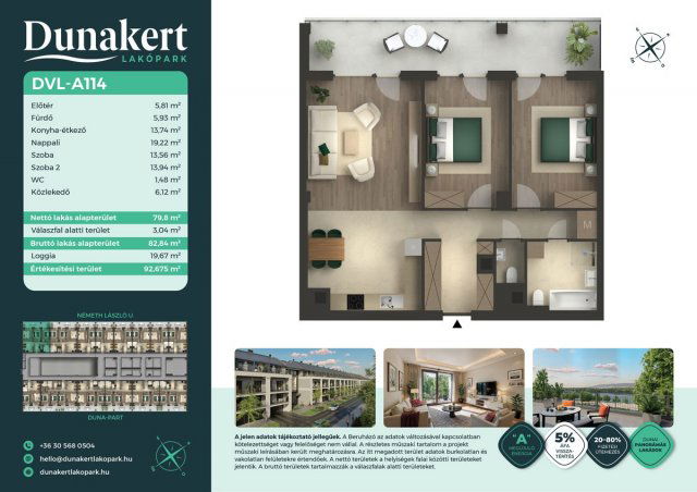 Eladó téglalakás, Vácon, Németh László utcában 84.99 M Ft