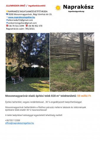 Eladó telek, Mosonmagyaróváron 59 M Ft / költözzbe.hu