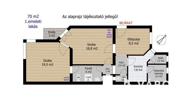 Eladó téglalakás, Győrött 44.99 M Ft, 2 szobás