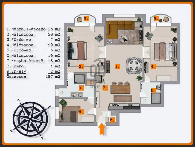Kiadó téglalakás, albérlet, Budapesten, V. kerületben, 4 szobás