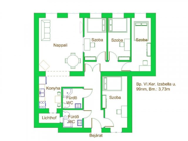 Kiadó téglalakás, albérlet, VI. kerületben, Izabella utcában