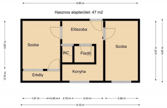 Eladó panellakás, Komáromban 39.9 M Ft, 2 szobás