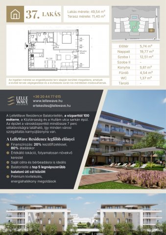Eladó téglalakás, Balatonlelleén 86.95 M Ft, 2 szobás