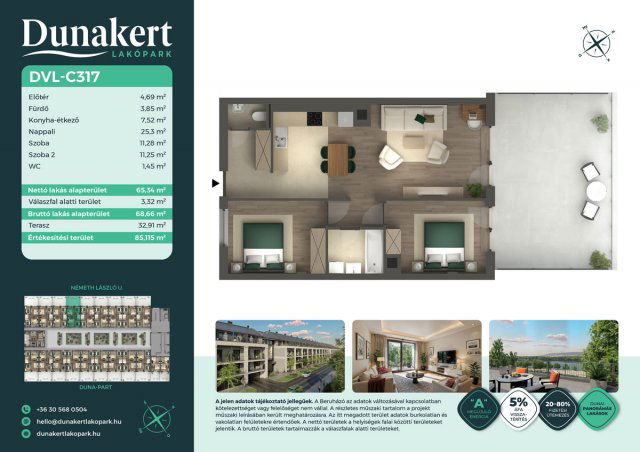 Eladó téglalakás, Vácon, Németh László utcában 84.49 M Ft