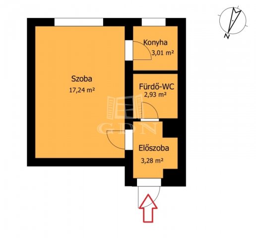 Eladó téglalakás, Miskolcon 19.5 M Ft, 1 szobás