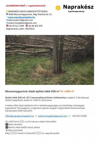 Eladó telek, Mosonmagyaróváron 61 M Ft / költözzbe.hu