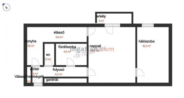 Eladó téglalakás, Vácon, Damjanich téren 72.5 M Ft, 2 szobás