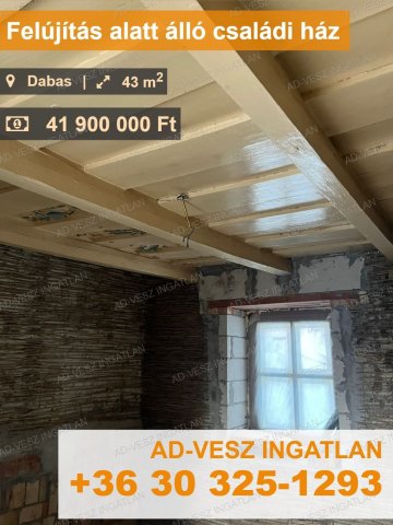 Eladó családi ház, Dabason 41.9 M Ft, 3 szobás