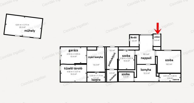 Eladó családi ház, Nemesvámoson 60 M Ft, 3+1 szobás