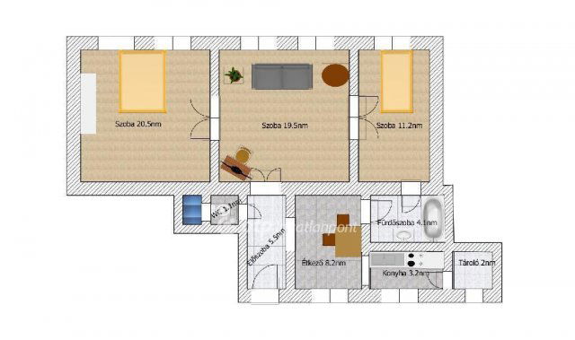 Eladó téglalakás, Budapesten, IX. kerületben 92 M Ft, 3 szobás